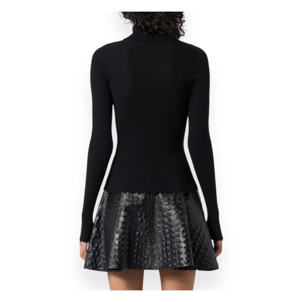 Blumarine Geribbelde Coltrui Trui Black Dames