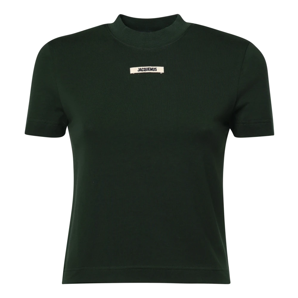 Jacquemus Groene T-shirt met Grosgrain Logo Green Dames