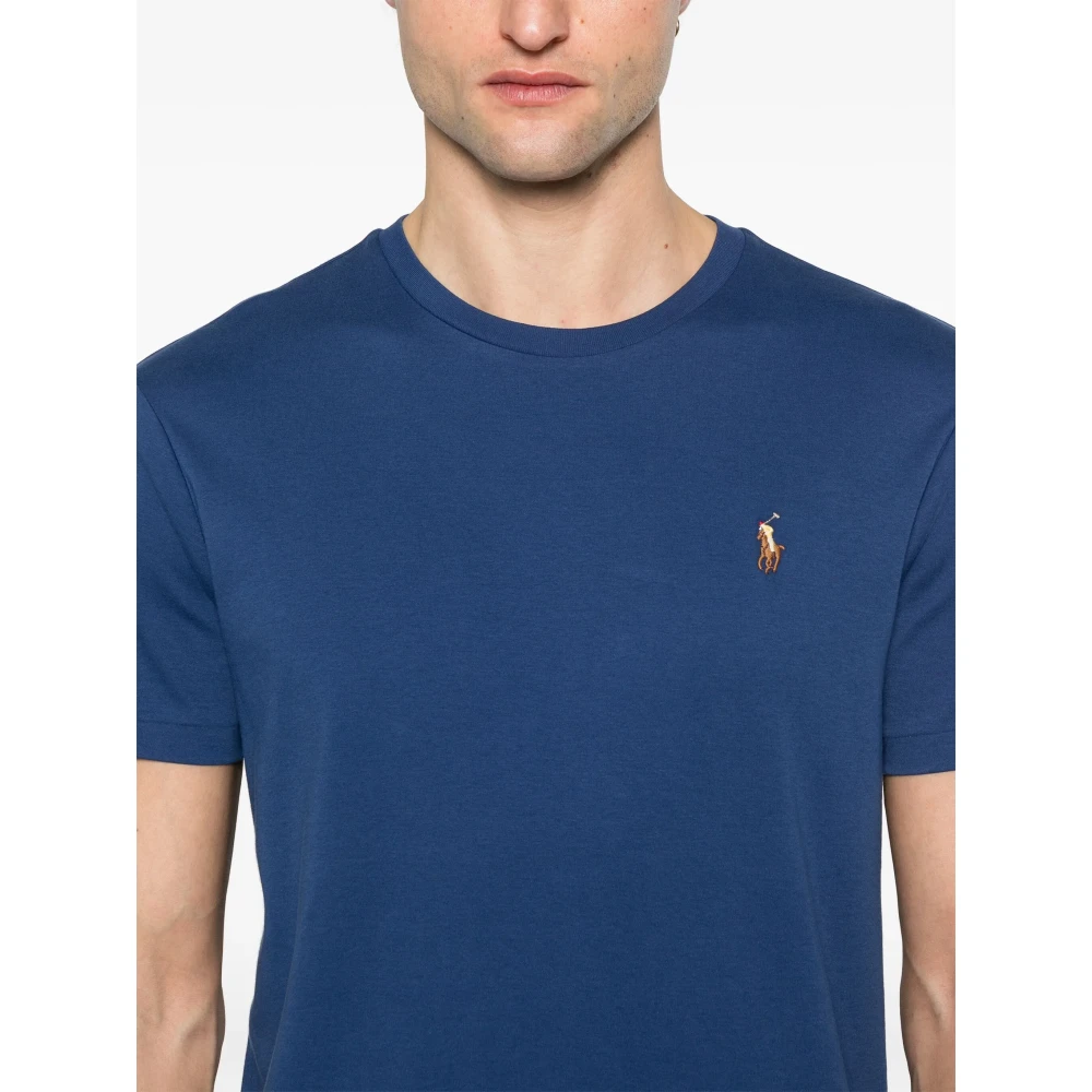 Polo Ralph Lauren Geborduurde Slim Fit Katoenen T-shirt Blue Heren