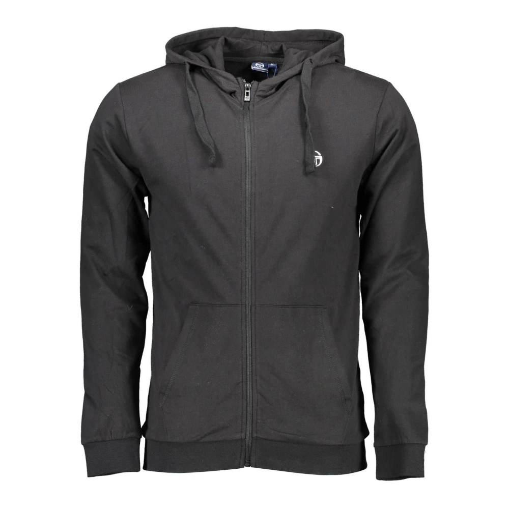 Sergio Tacchini Zwarte Geborduurde Rits Hoodie Sweatshirt Black Heren