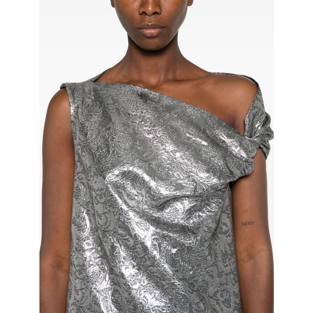 Msgm Argento Brokaat Jurk Gray Dames