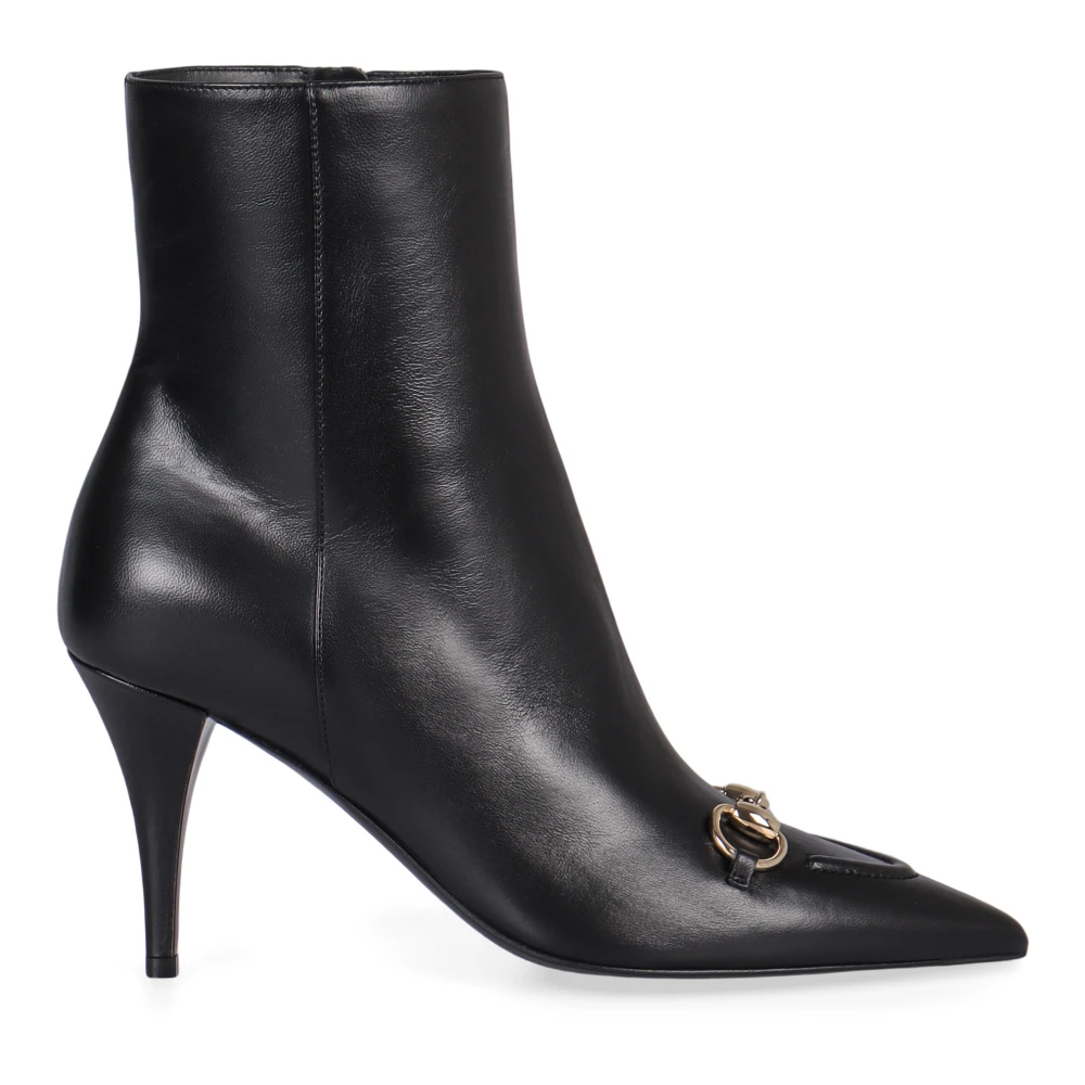 Gucci Women's Black Ankle Boot With Horsebit - Heeled Boots - 8 Uk - Shoes
