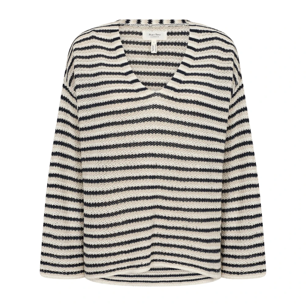 Part Two Navy Natuurlijke Gestreepte Gebreide Trui Multicolor Dames