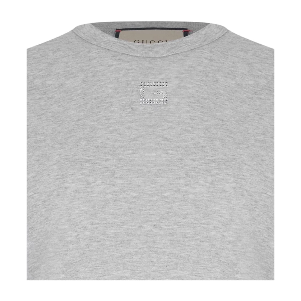 Gucci Kristal G Logo Cropped T-shirt Gray Dames
