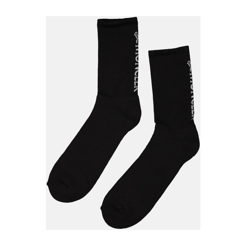 Moncler Logo Lange Sokken Katoen Elastaan Black Unisex