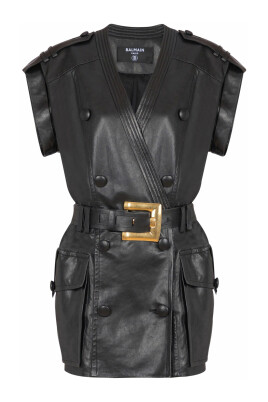 robe-courte-ceinturee-en-cuir-dand-39-agneau