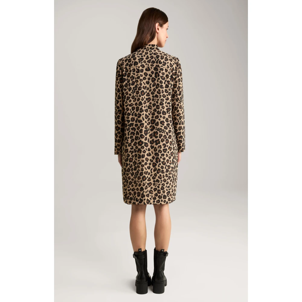 Joop! Luipaardprint Jurk met Decoratieve Kraag Brown Dames