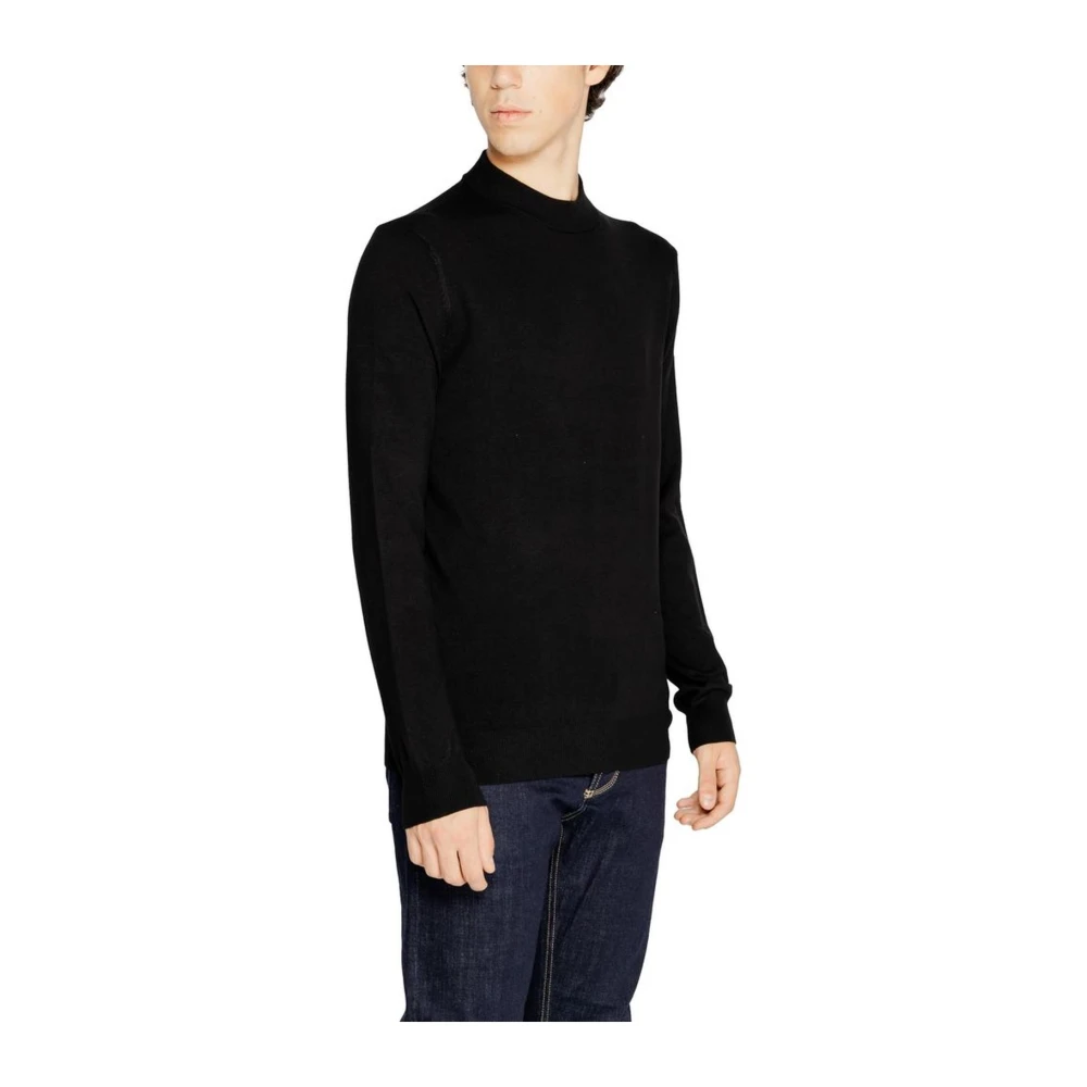 Antony Morato Zwart Viscose Blend Gebreid T-Shirt Black Heren