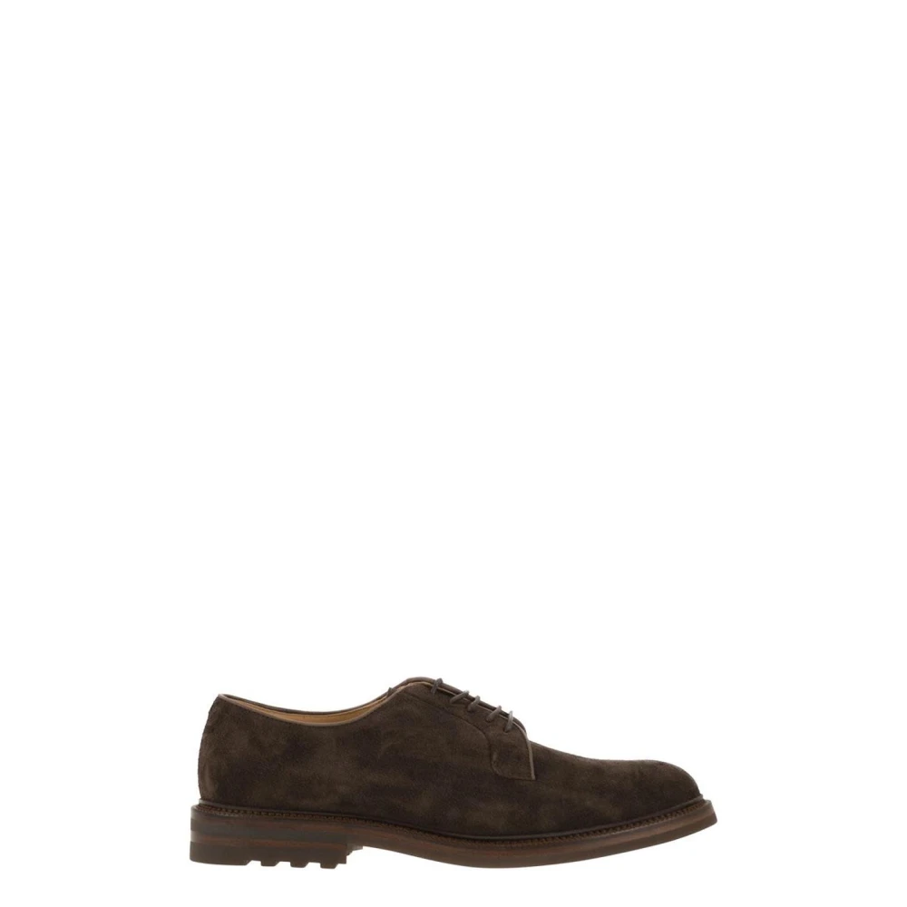Brunello Cucinelli Brown Suede Lace-Up Shoes - Male - Laced Shoes - 7 Uk - Shoes