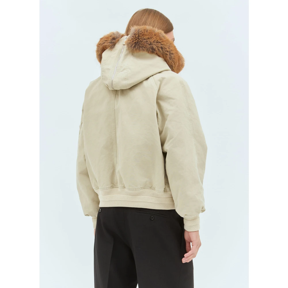 Burberry Faux-Fur Trim Bomber Jacket Beige Heren