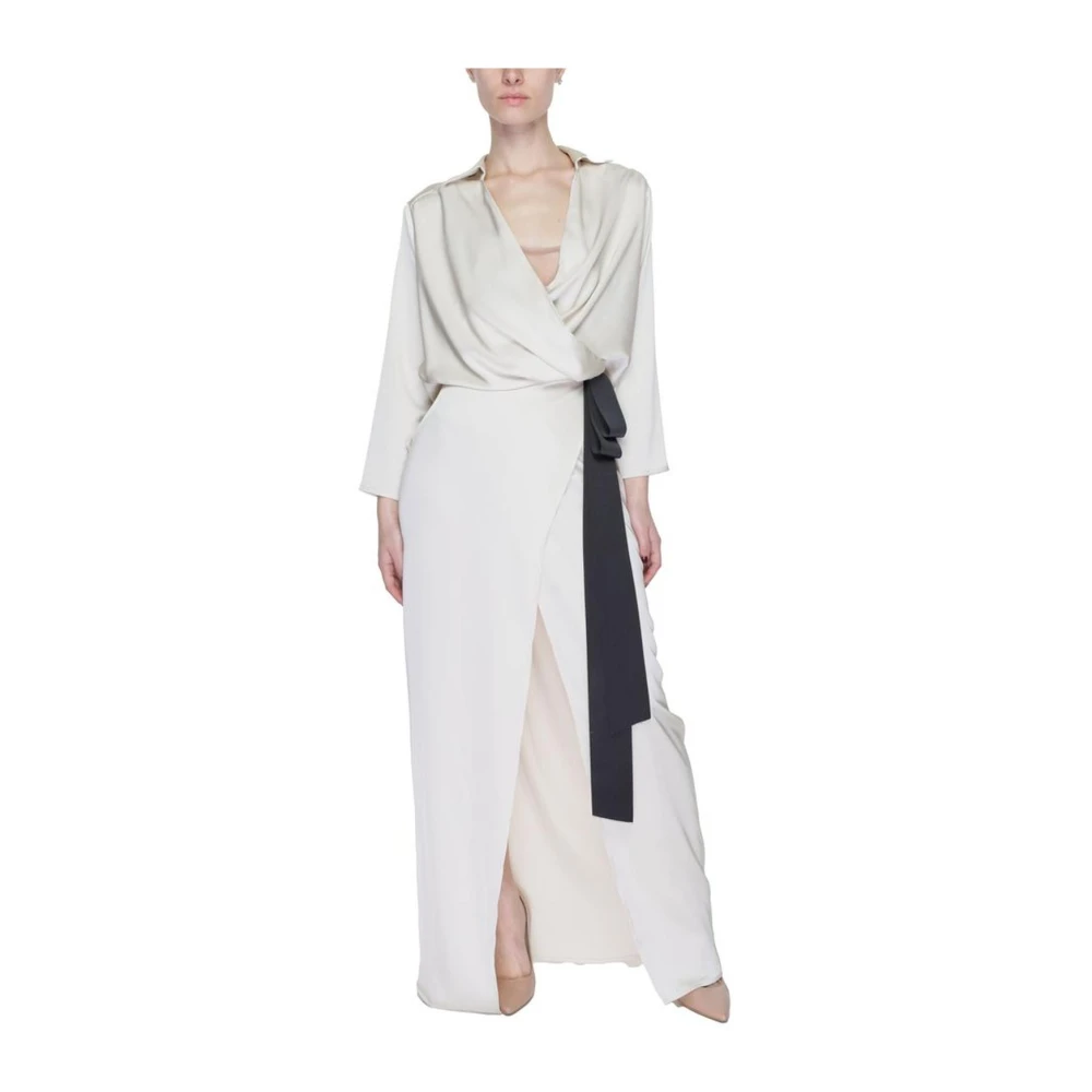 Sandro Ferrone Beige Lange Jurk Lente Zomer Collectie Beige Dames