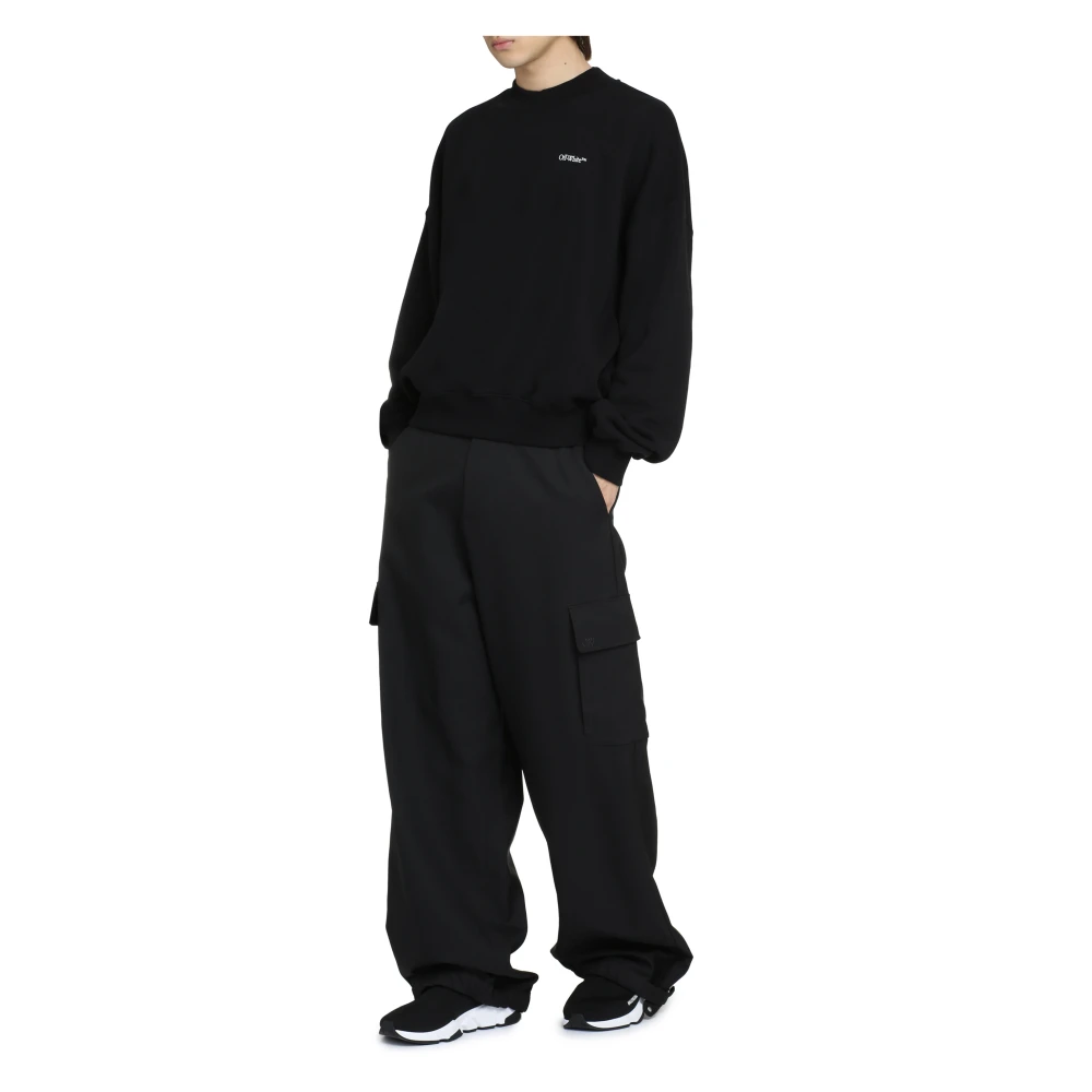 Off White Maxi Print Katoenen Sweatshirt Black Heren