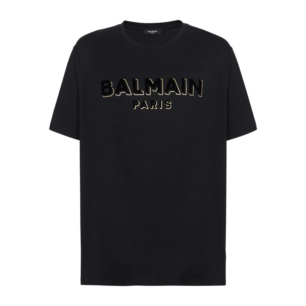 Balmain Metallic flocked T-shirt Black Heren