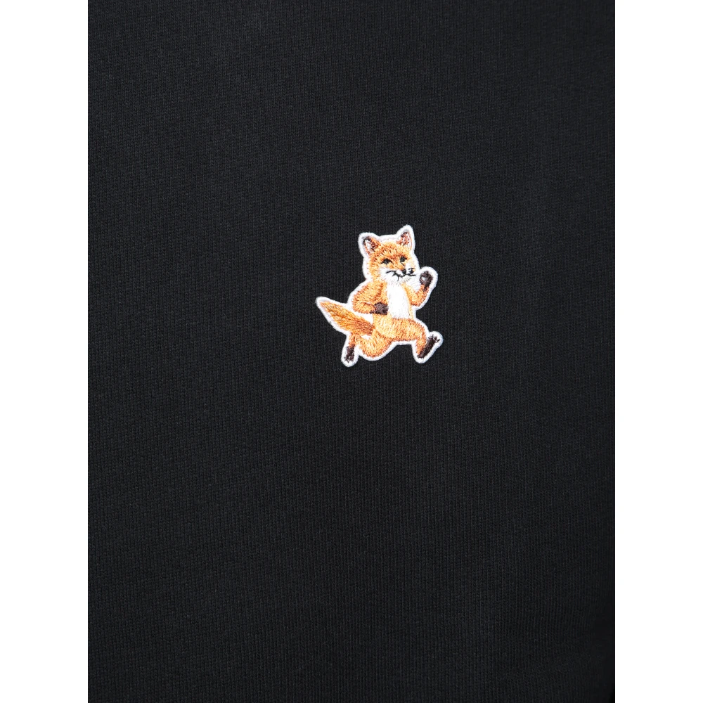 Maison Kitsuné Zwarte Sweatshirt met Speedy Fox Patch Black Heren