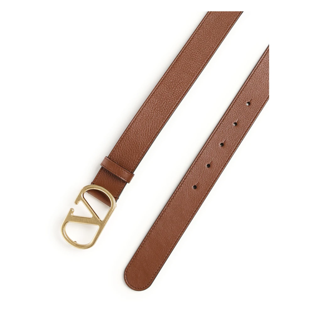 Valentino Garavani Bruin Leren Riem met Logogesp Brown Dames