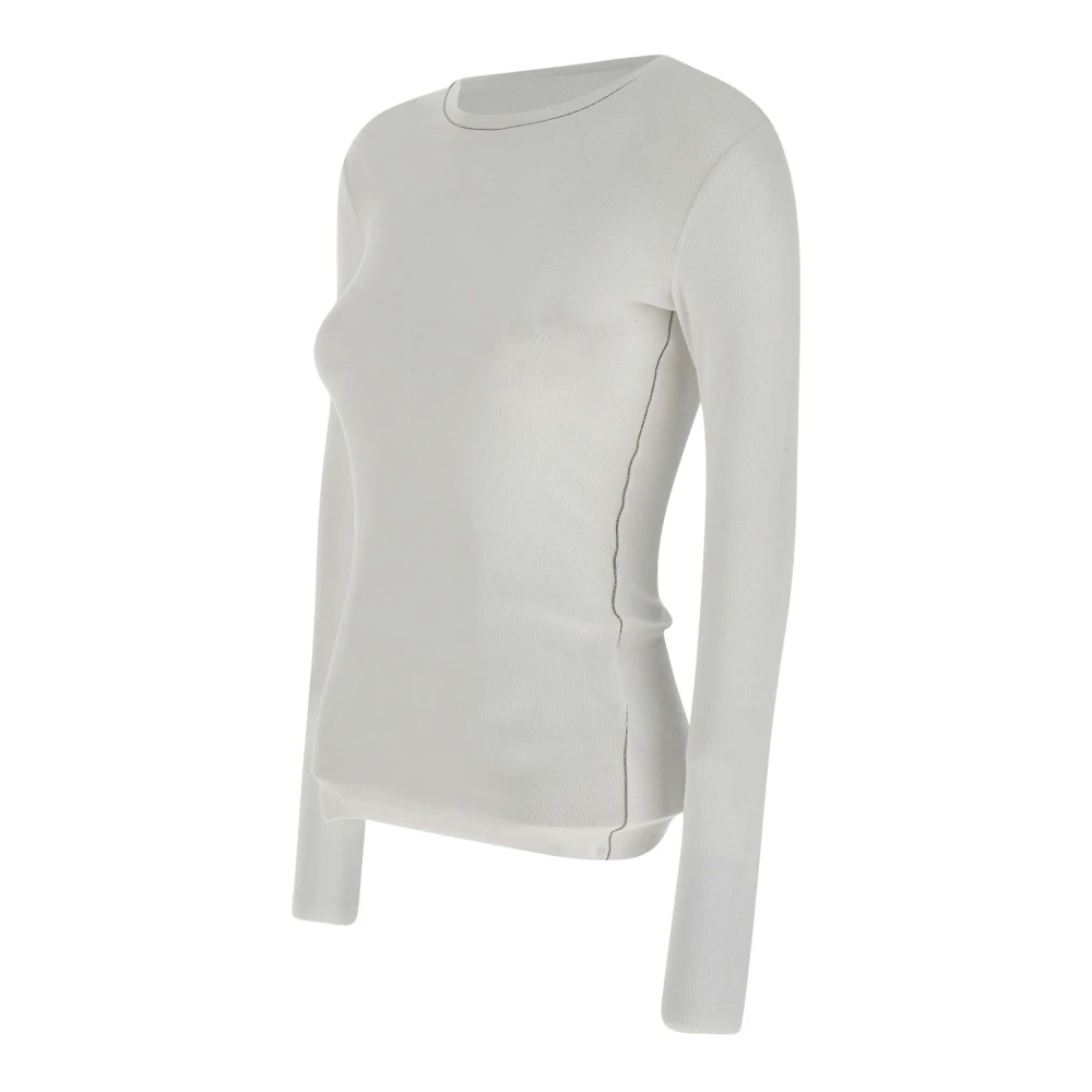 Fabiana Filippi Witte Katoenen Trui met Zilveren Detail White Dames