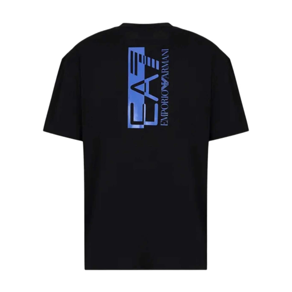 Emporio Armani EA7 Logo T-shirt met contrast achterkant en borstplaat Black Heren