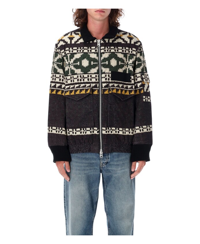 veste-tricotee-a-motif-noir-vert