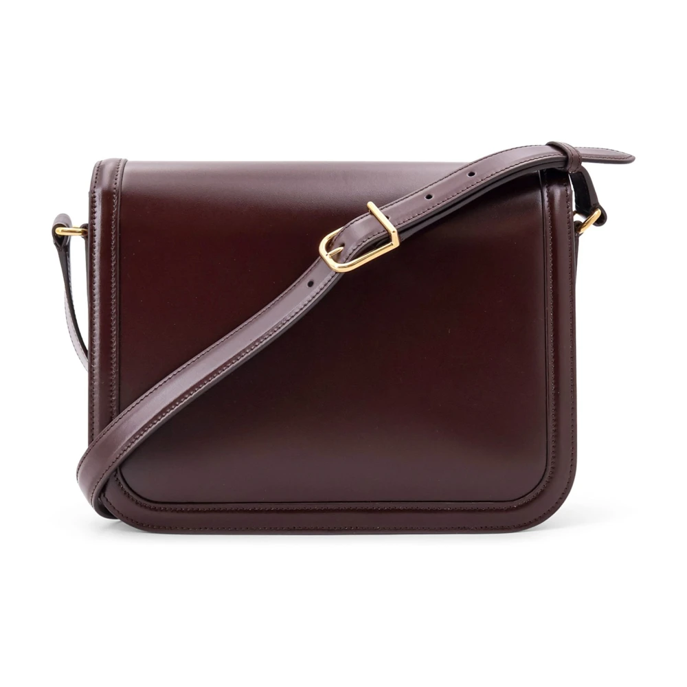 Valentino Garavani VLogo Leren Schoudertas met Handtekening Sluiting Brown Heren