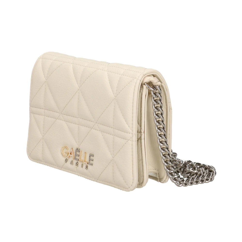 Gaëlle Paris Ivoor Schoudertas met Metalen Logo Beige Dames