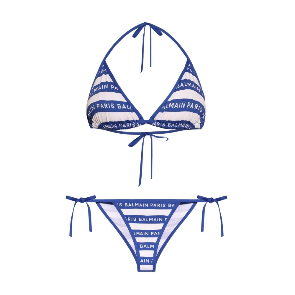 Balmain Women's Multicolor Blue Triangle Bikini - Bikinis - M - Swimwear