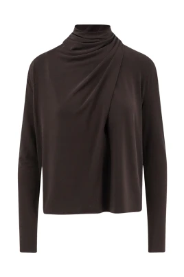 Blus med draperad krage