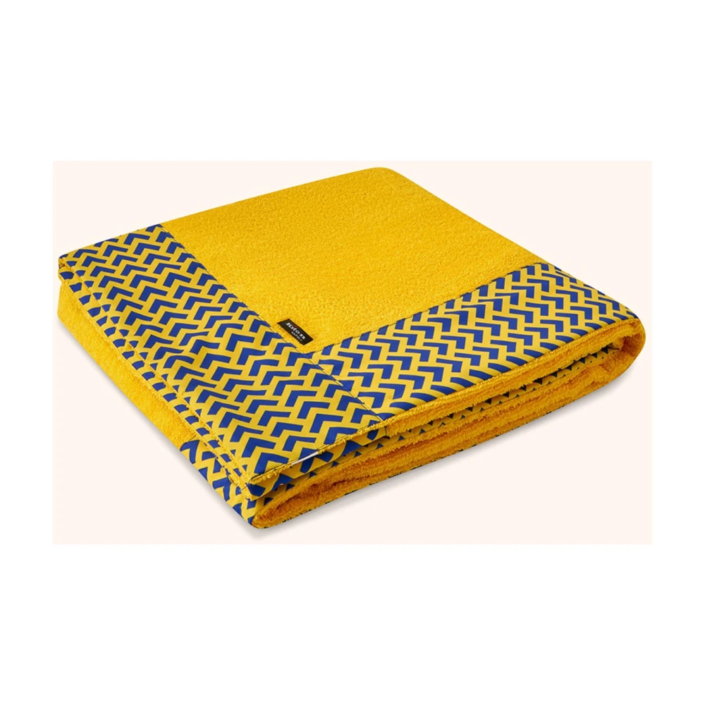 Kiton Geometrische Print Katoenen Strandhanddoek Yellow Heren