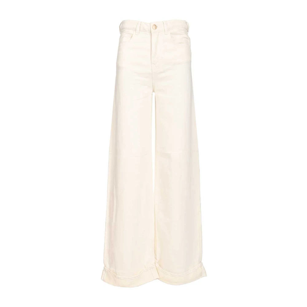 Emporio Armani Vrouw Wit Jeans Dames, W26, Linnen, Wide Jeans