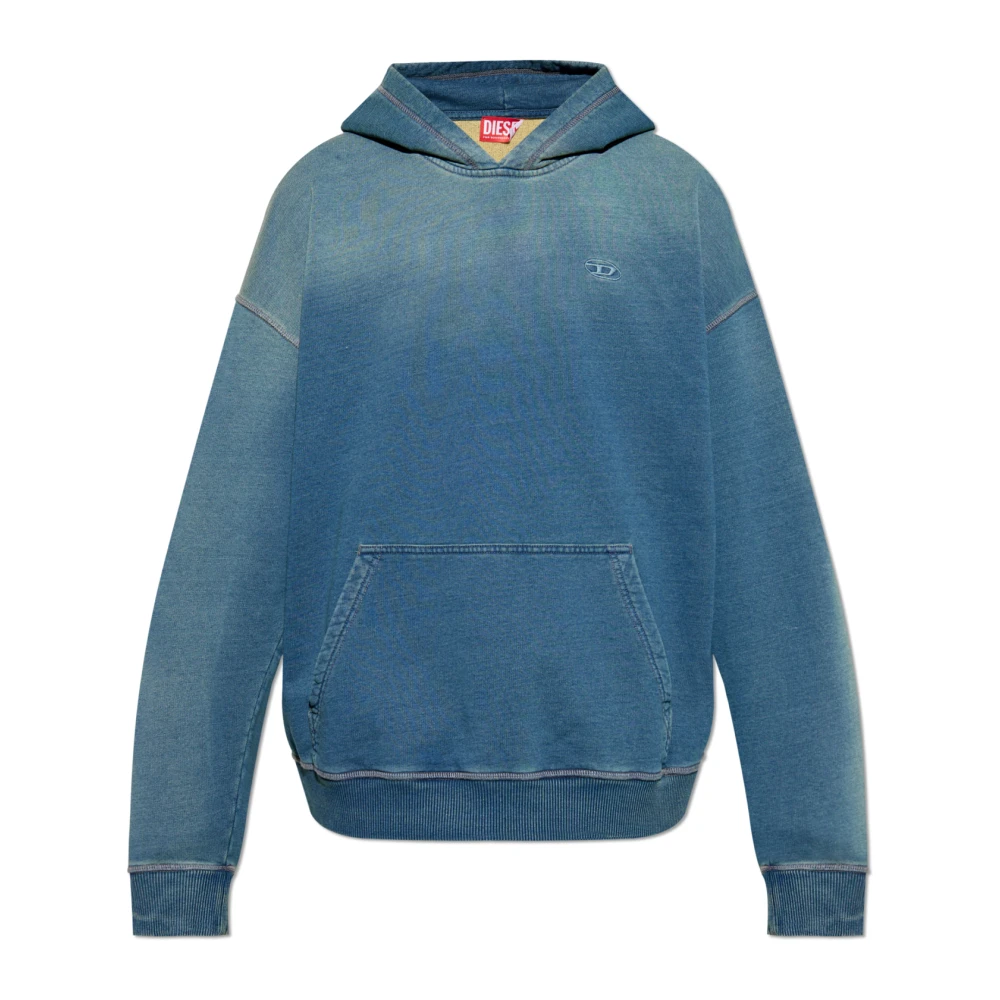Diesel Blauwe Boxt-Hood Hoodie met D Logo Blue Heren