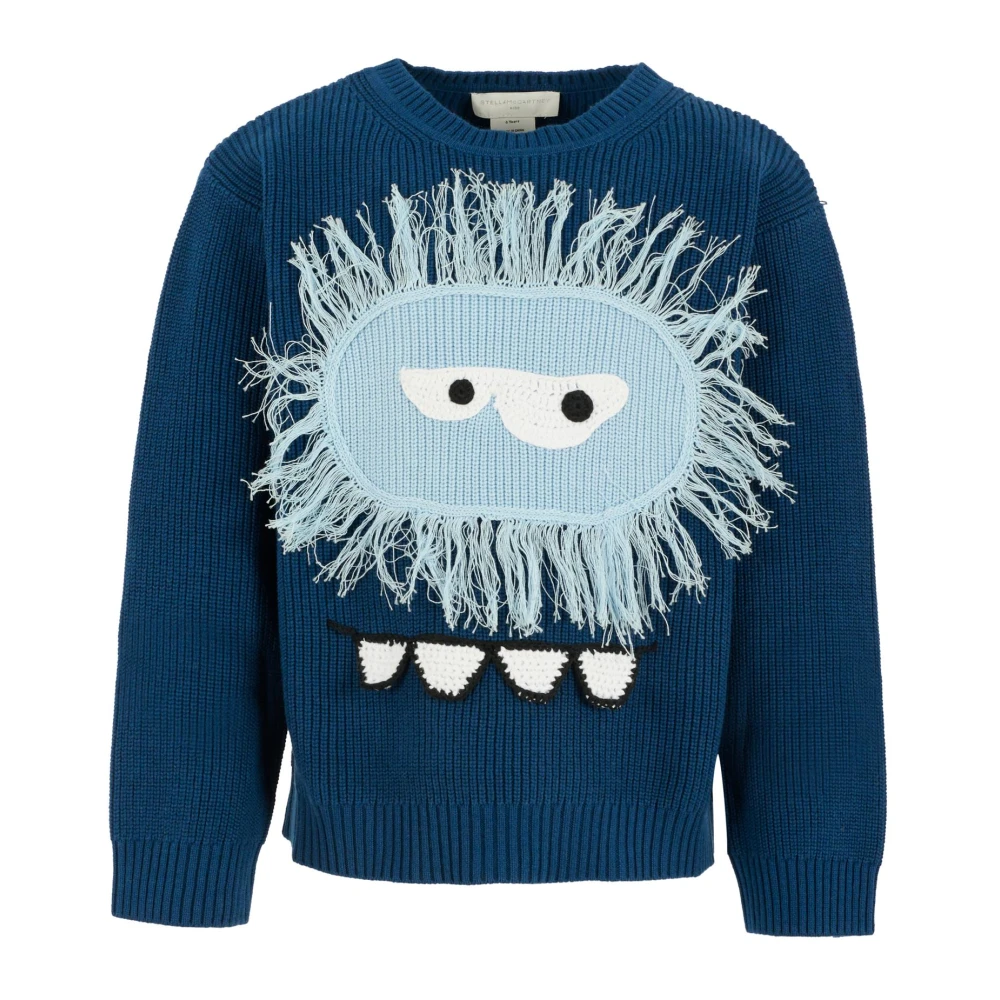 Stella Mccartney Boys Blue Cotton Jumper With Yeti Embroidery - Kids Knitwear - 8 Y - Kids