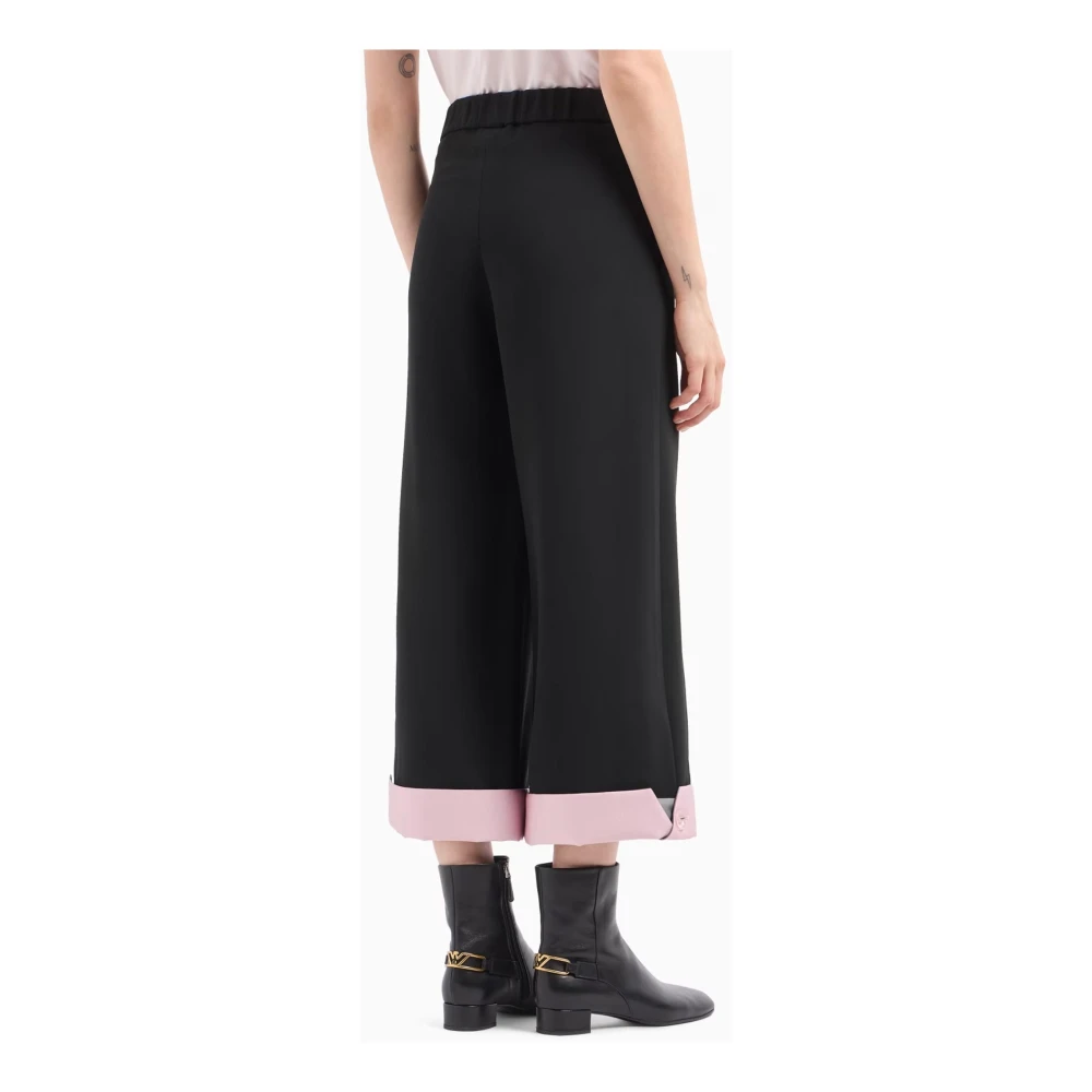Emporio Armani Zwarte Cady Crepe Broek met Rits Black Dames
