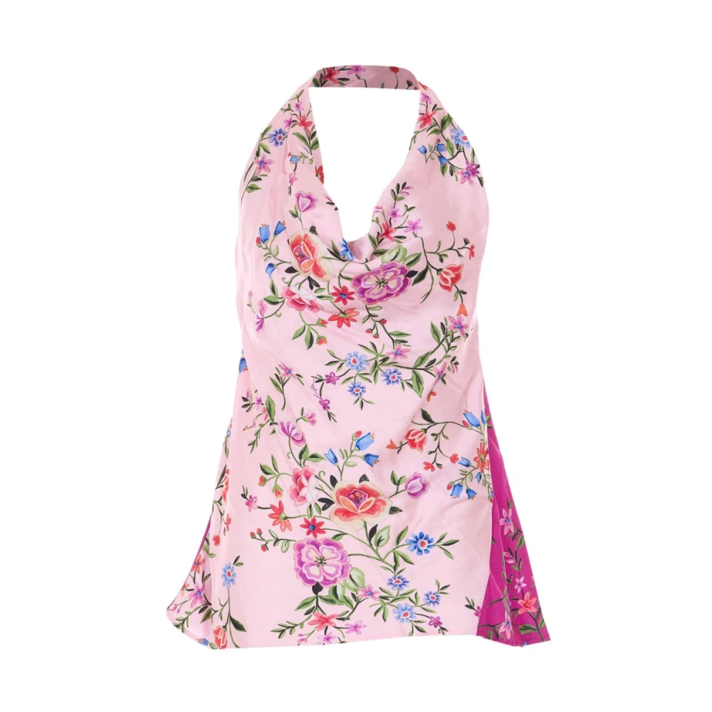Liu Jo Vrouw Multicolor Tops Dames, Veelkleurig, Xs, Satijn, Floral Satin Top