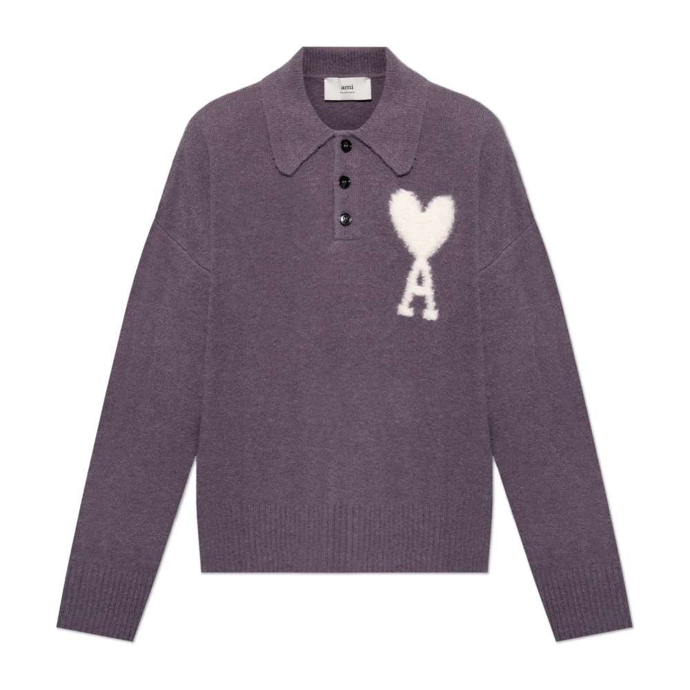 Ami Paris Wollen trui Purple Heren