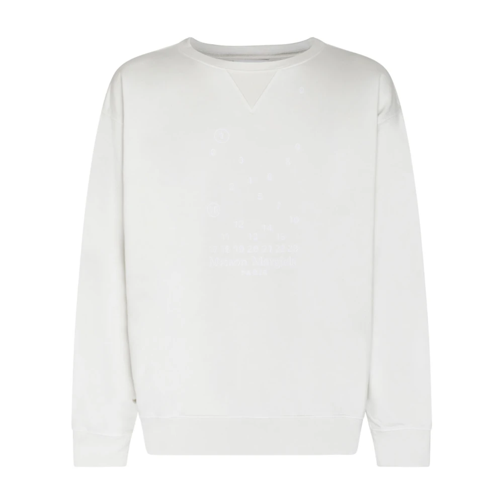 Maison Margiela Men's White Sweatshirts, M, Numeric Logo Sweatshirt