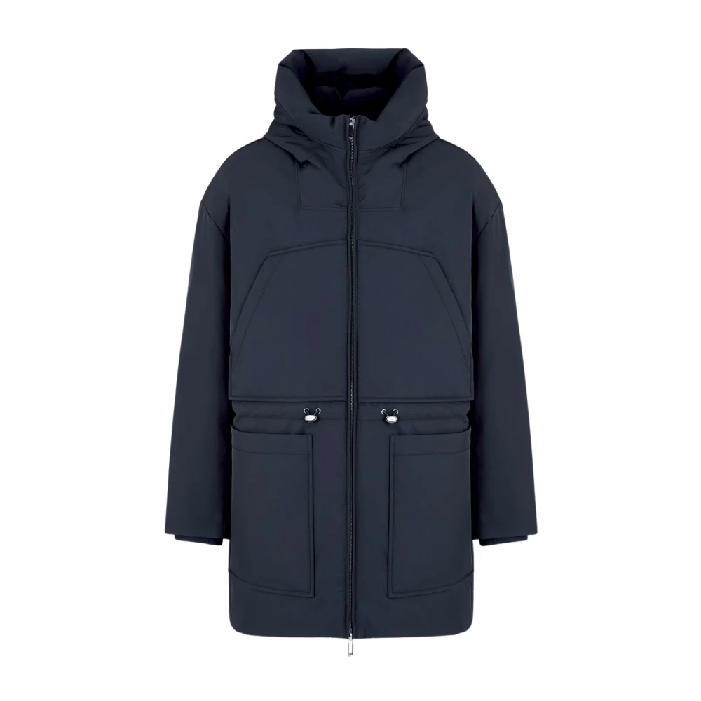 Emporio Armani Blauwe Winter Parka met Capuchon Black Heren