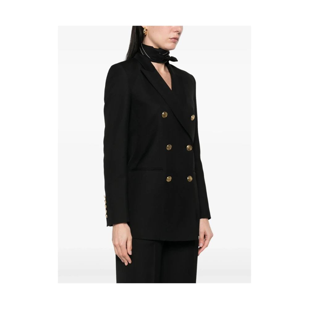 Seafarer Zwarte double-breasted jas met schoudervullingen Black Dames