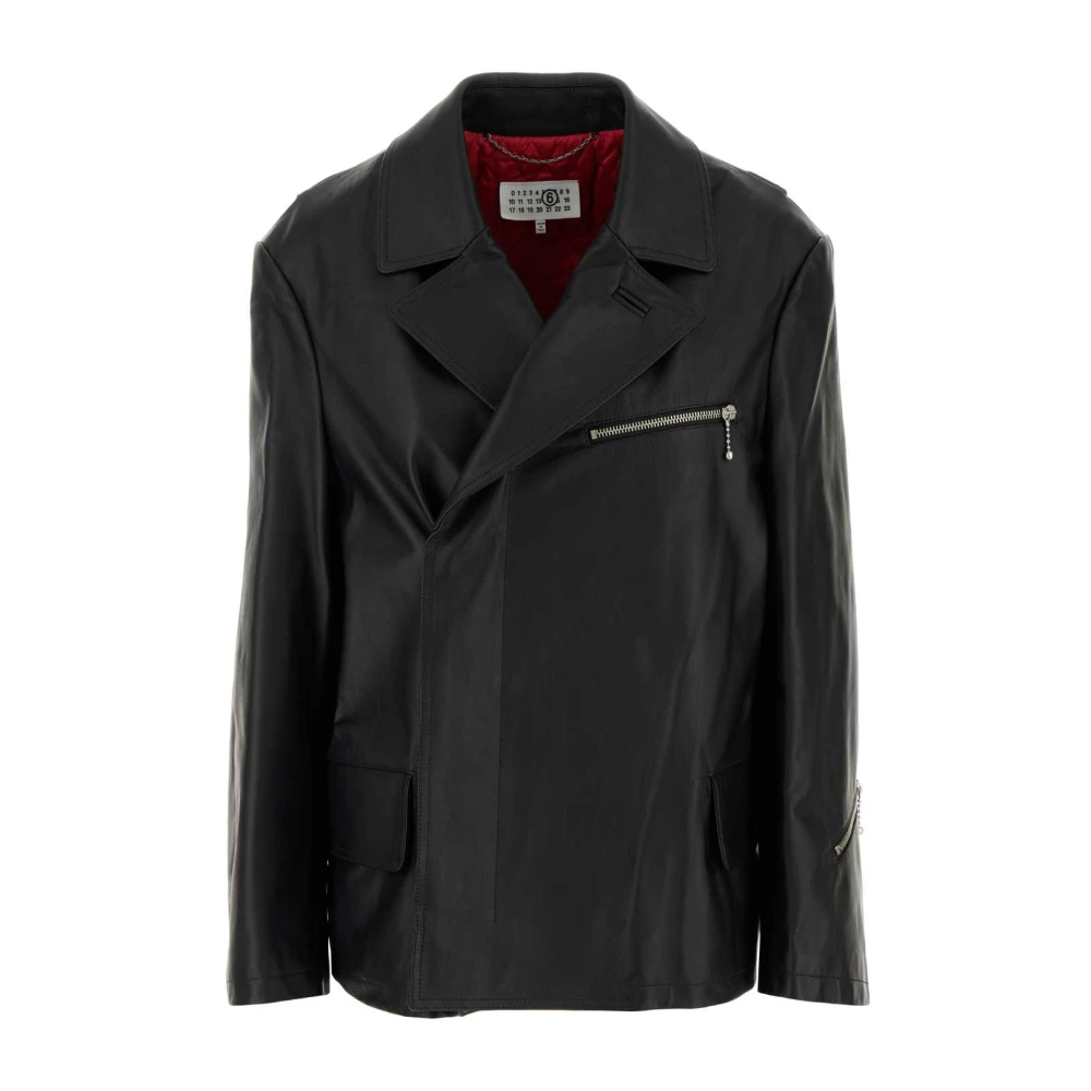 MM6 Maison Margiela Zwarte leren jas Black Dames