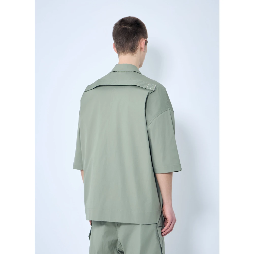 Rick Owens Stretch Cargo Shirt Klassieke Kraag Green Heren