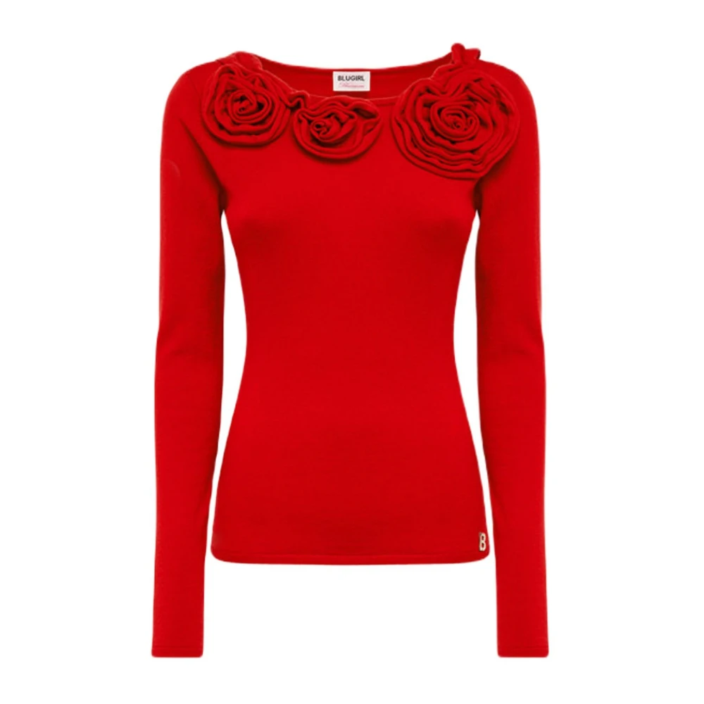 Blugirl Rode Rose Applique Sweatshirt voor Dames Red Dames