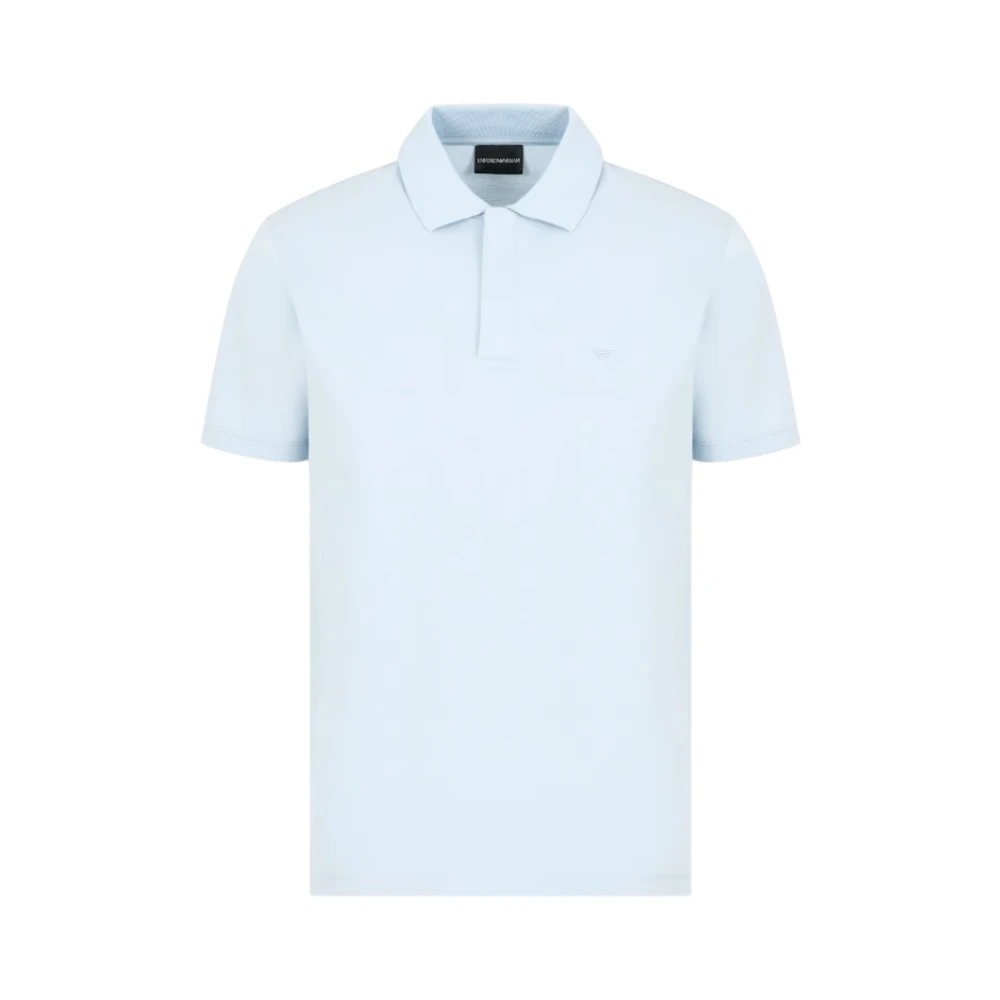 Emporio Armani Blauwe Polo Hals T-shirts met Micro Eagle Blue Heren