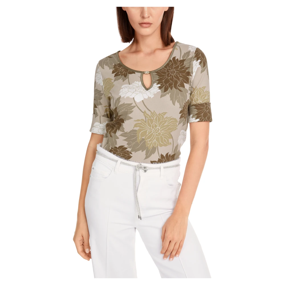 Marc Cain Bloemen Rib T-shirt Multicolor Dames