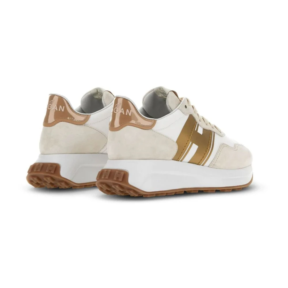 Hogan Witte Sneakers met Suède en Nylon Inzetstukken White Dames