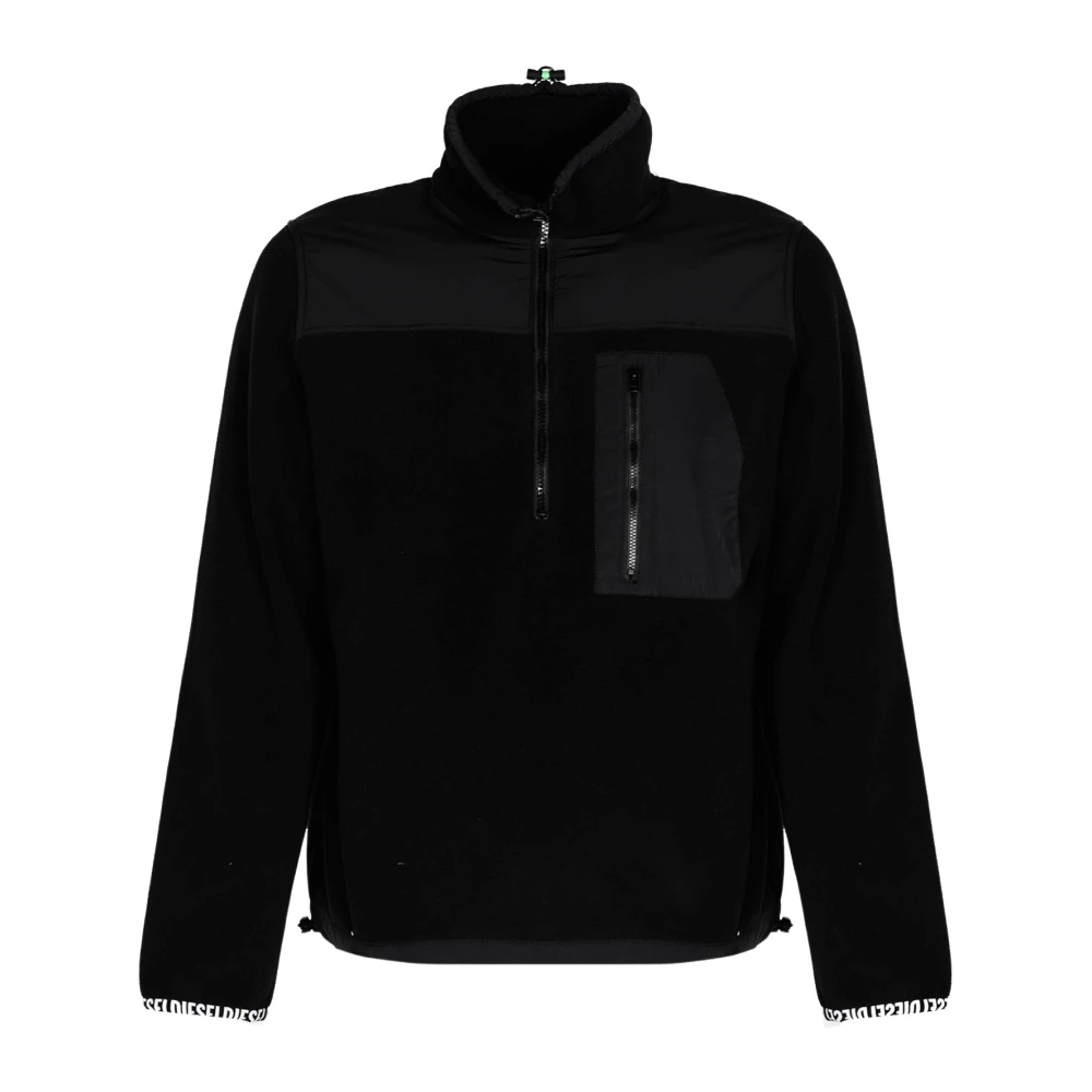 Diesel Herr Svart Sweatshirts & Hoodies L, Polyester, Fleece Turtleneck Jacket
