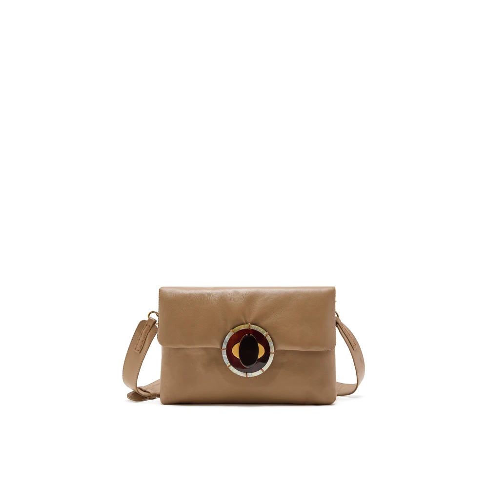 Maliparmi Puffy Crossbody Tas met Juweelsluiting Brown Dames