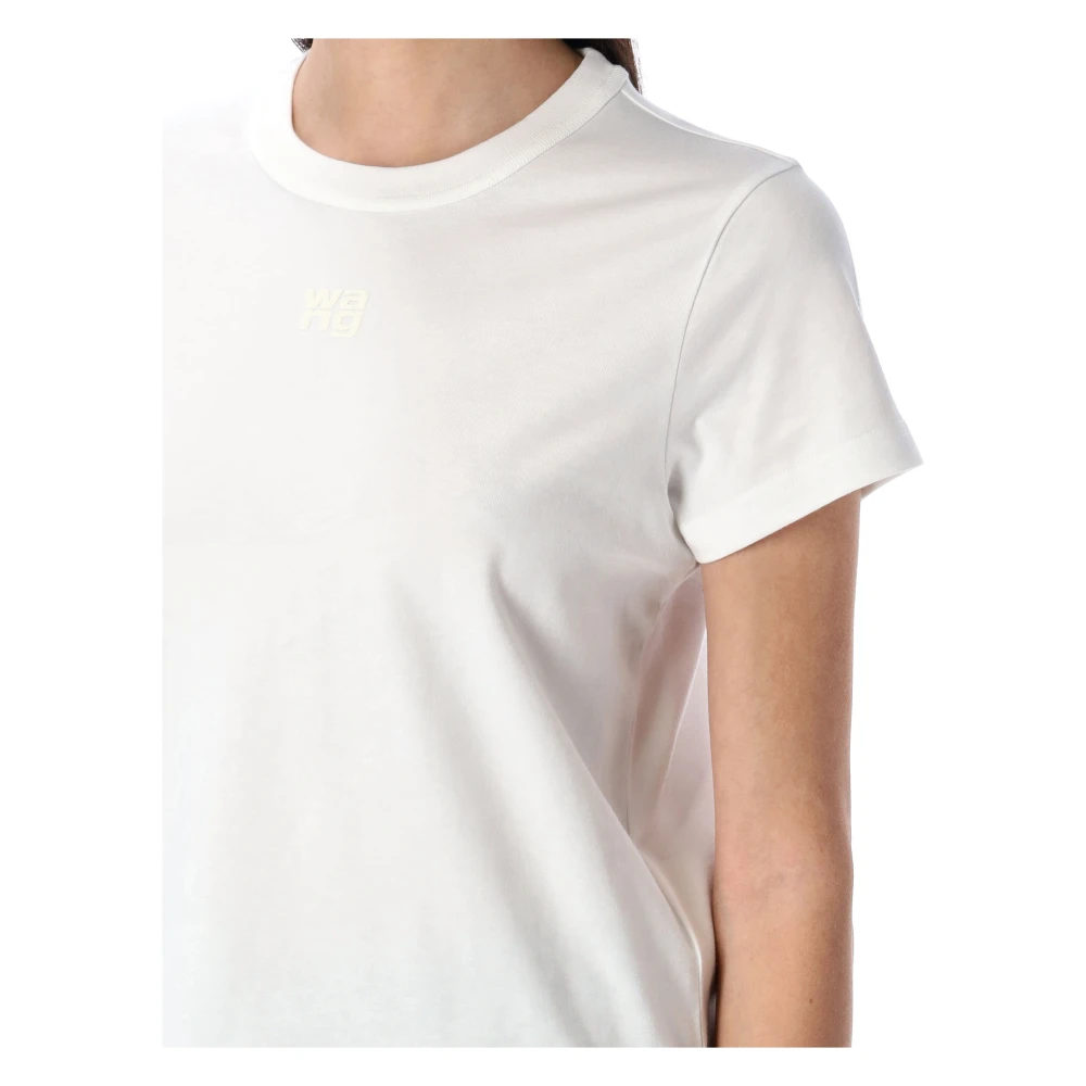 T by Alexander Wang Witte Puff Logo Shrunken T-Shirt White Dames