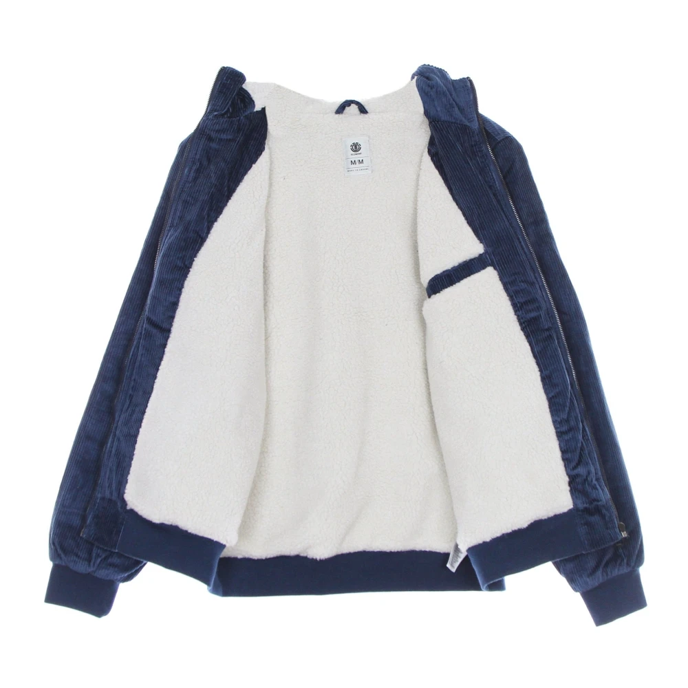 Element Blauwe Corduroy Gewatteerde Jas met Sherpa Voering Blue Heren
