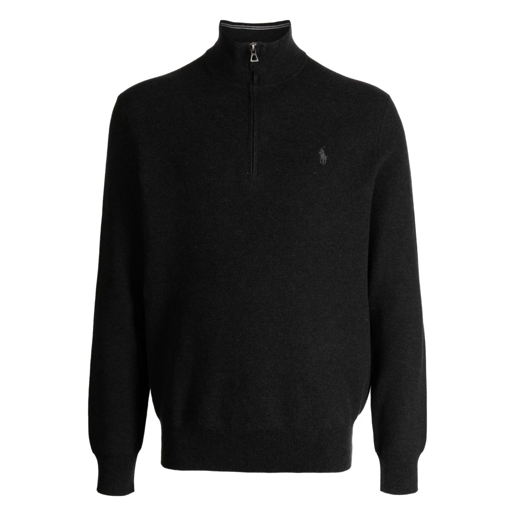 Polo Ralph Lauren Geborduurde Katoenen Half-Zip Sweatshirt Gray Heren