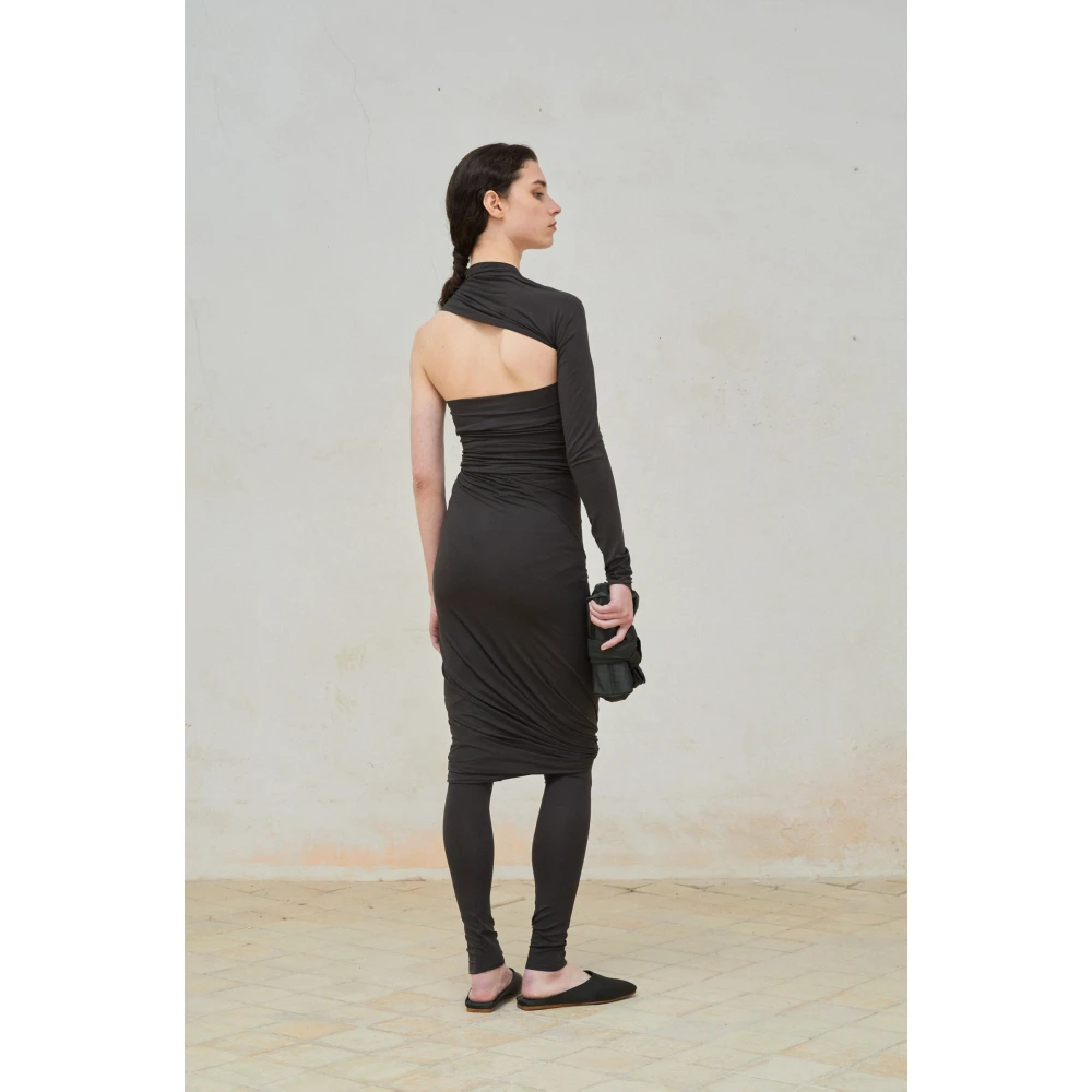 Cortana Hoge taille midi-rok in grafiet Black Dames