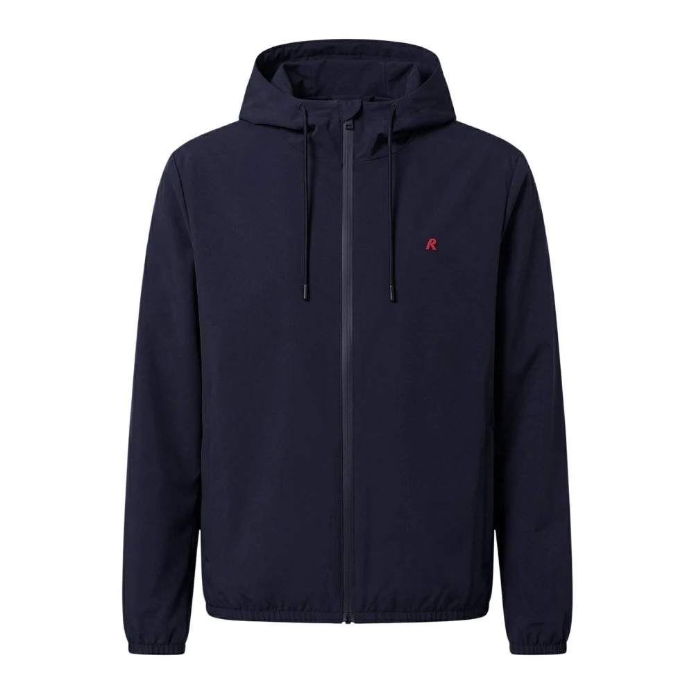 Replay Men's Blue Micro Poly Hoodie Jacket - Light Jackets - L - Jackets
