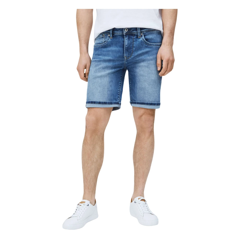 Pepe Jeans Stretch Denim Shorts Bermuda Stijl Blue Heren